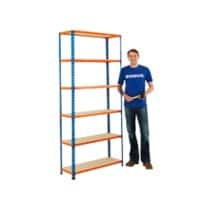 BiGDUG Shelving Unit with 6 Levels Chipboard, Steel 1980 x 1220 x 455 mm Blue, Orange