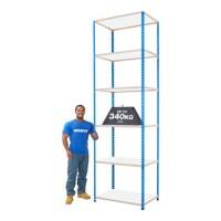 BiGDUG Shelving Unit with 6 Levels Melamine, Steel 3050 x 915 x 610 mm Blue, Grey