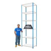 BiGDUG Shelving Unit with 6 Levels Melamine, Steel 3050 x 915 x 915 mm Blue, Grey