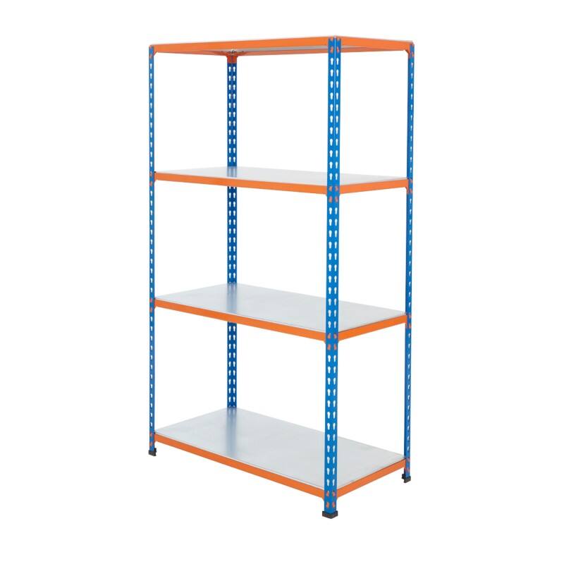 BiGDUG Shelving Unit 4 Shelves Steel 1,220 x 305 x 1,600 mm Blue, Orange