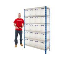 BiGDUG Shelving Unit with 6 Levels and 20 Really Useful Boxes Chipboard, Steel 1980 x 1220 x 455 mm Blue, Grey