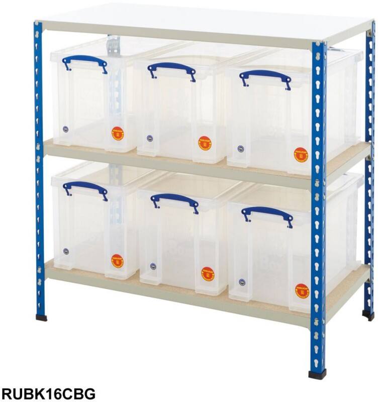 BiGDUG Shelving Unit 6 Shelves Chipboard, Steel 1,525 x 455 x 1,980 mm Blue, Grey