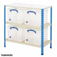 BiGDUG Shelving Unit with 6 Levels and 15 Really Useful Boxes Chipboard, Steel 1980 x 915 x 455 mm Blue, Grey