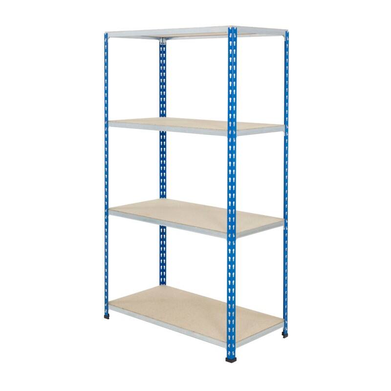 BiGDUG Shelving Unit 4 Shelves Chipboard, Steel 915 x 305 x 1,600 mm Blue, Grey