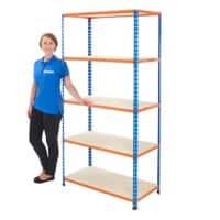 BiGDUG Shelving Unit 5 Shelves Chipboard, Steel 1,220 x 610 x 1,830 mm Blue, Orange