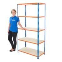 BiGDUG Shelving Unit with 5 Levels Chipboard, Steel 1830 x 1525 x 915 mm Blue, Orange