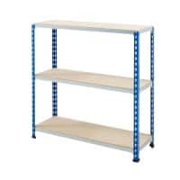 BiGDUG Shelving Unit 3 Shelves Chipboard, Steel 915 x 305 x 915 mm Blue, Grey