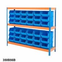 BiGDUG Industrial Shelving Bin Kit with 5 Levels and 16 Bins Steel, Chipboard 1780 x 1800 x 600 mm Blue, Orange