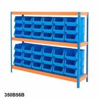 BiGDUG Industrial Shelving Bin Kit with 5 Levels and 16 Red Bins Steel, Chipboard 1780 x 1800 x 600 mm Blue, Orange