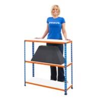 BiGDUG Shelving Unit 3 Shelves Steel 915 x 455 x 915 mm Blue, Orange