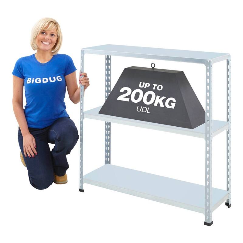 BiGDUG Shelving Unit 3 Shelves Steel 915 x 455 x 915 mm Grey