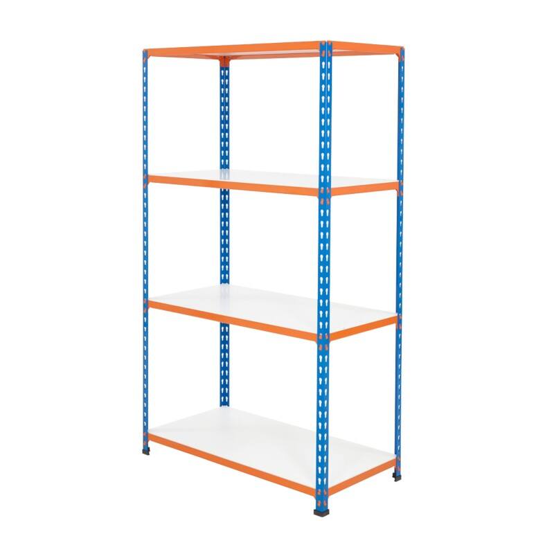 BiGDUG Shelving Unit 4 Shelves Melamine, Steel 1,220 x 455 x 1,600 mm Blue, Orange