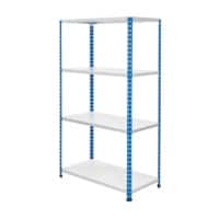 BiGDUG Shelving Unit 4 Shelves Melamine, Steel 1,525 x 305 x 1,600 mm Blue, Grey