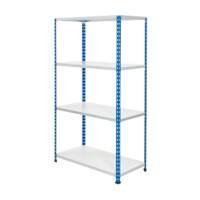 BiGDUG Shelving Unit 4 Shelves Melamine, Steel 915 x 305 x 1,600 mm Blue, Grey