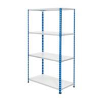 BiGDUG Shelving Unit with 4 Levels Steel, Melamine 1600 x 915 x 305 mm Blue, Grey