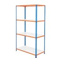 BiGDUG Shelving Unit 4 Shelves Melamine, Steel 915 x 305 x 1,600 mm Blue, Orange