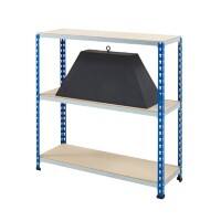 BiGDUG Shelving Unit with 3 Levels Melamine, Steel 915 x 915 x 455 mm Blue, Grey