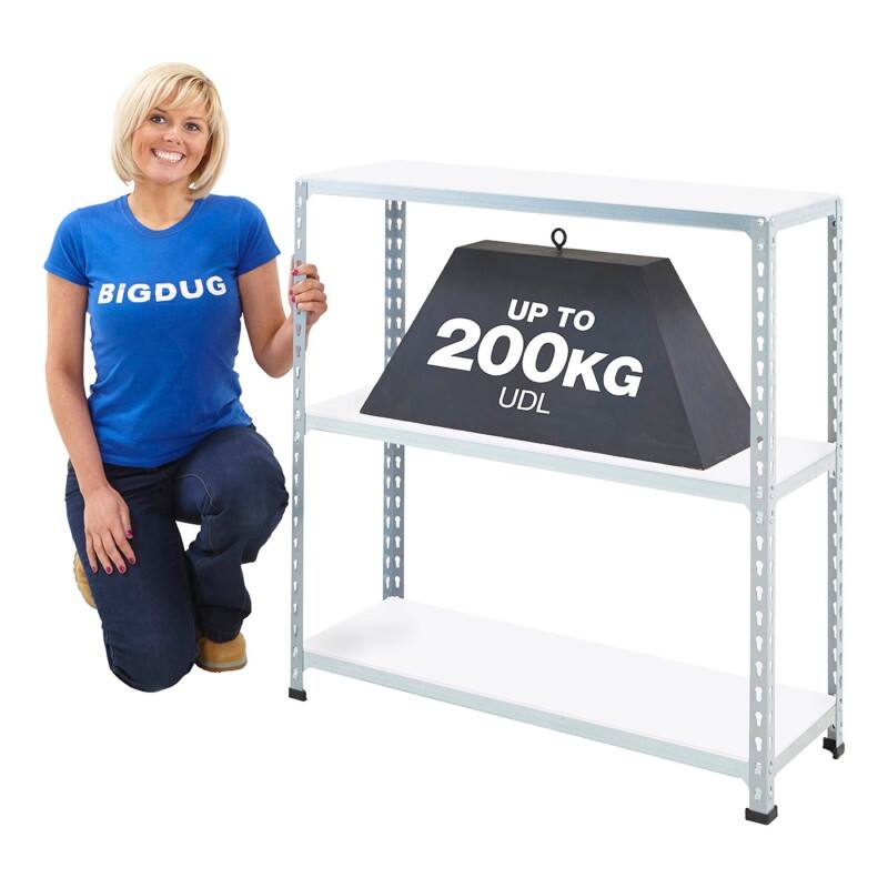 BiGDUG Shelving Unit 3 Shelves Melamine, Steel 915 x 610 x 915 mm Grey