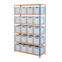 BiGDUG Shelving Unit 6 Shelves Chipboard, Steel 1,220 x 455 x 1,980 mm Blue, Orange