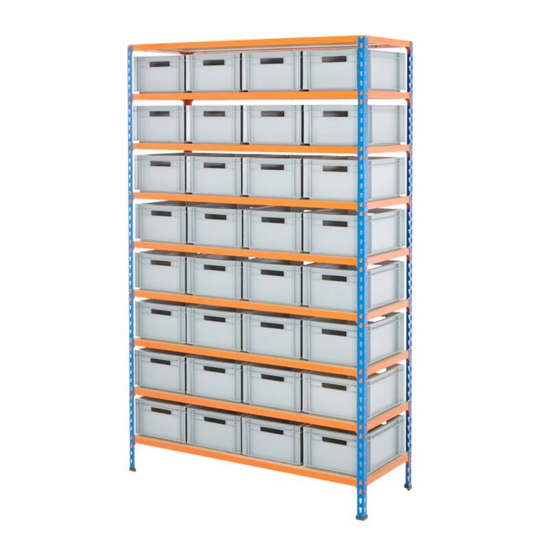 BiGDUG Shelving Unit 9 Shelves Chipboard, Steel 1,220 x 455 x 1,980 mm Blue, Orange