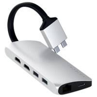 Satechi Dual Multimedia Adaptor USB-C Male HDMI Female, RJ45 (8P8C) Female, USB A Female Grey