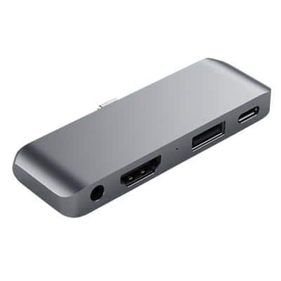 Satechi ST-TCMPHM USB-C Male to HDMI, USB 3.0, 3.5mm headphone jack Mobile Pro hub 3.25 inch Space Grey
