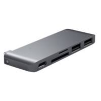 Satechi ST-TCUPM USB-C Male to 2 x USB-A, USB-C, microSD Card Reader, SD Cart Reader USB Passthough Hub 3.31 inch Space Grey