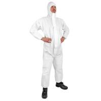 Click Once Protective Coverall With Hood Polyproylene, Polyethylene L White