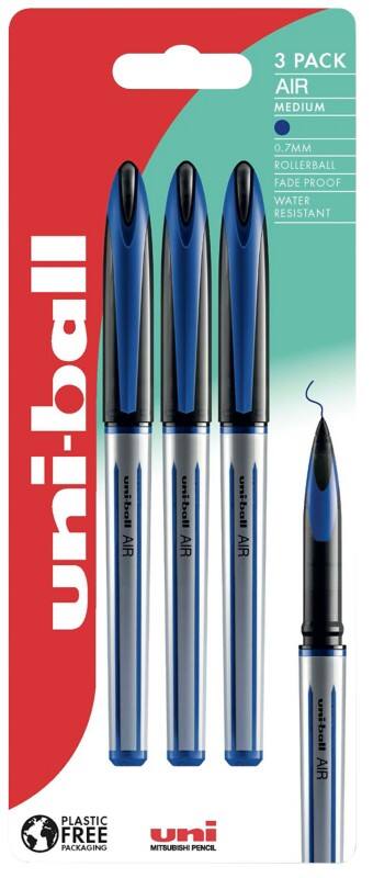 uni-ball Air UBA-188L Rollerball Pen 0.4 mm Blue Pack of 3