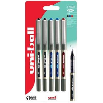 uni-ball Eye UB-157 Rollerball Pen 0.5 mm Assorted Pack of 5