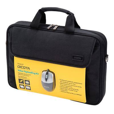 DICOTA Laptop Bag + Optical Mouse Value Toploading Kit 15.6 Inch Polyester Black 41 x 7 x 29.5 cm