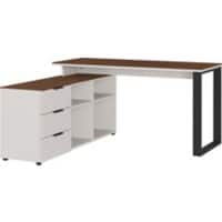 GERMANIA Home Office Angled Desk with Walnut Coloured Melamine Top and 3 Drawers 4223-573 1,450 x 1,460 x 740 mm