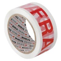 Flexocare Printed "Fragile" Packaging Tape 48mm x 66m White & Red Pack of 6 Rolls