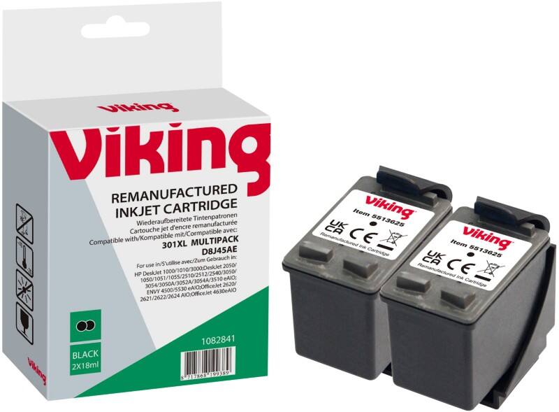 Viking 301XL Compatible HP Ink Cartridge CH563EEv1 Black Pack of 2 Duopack