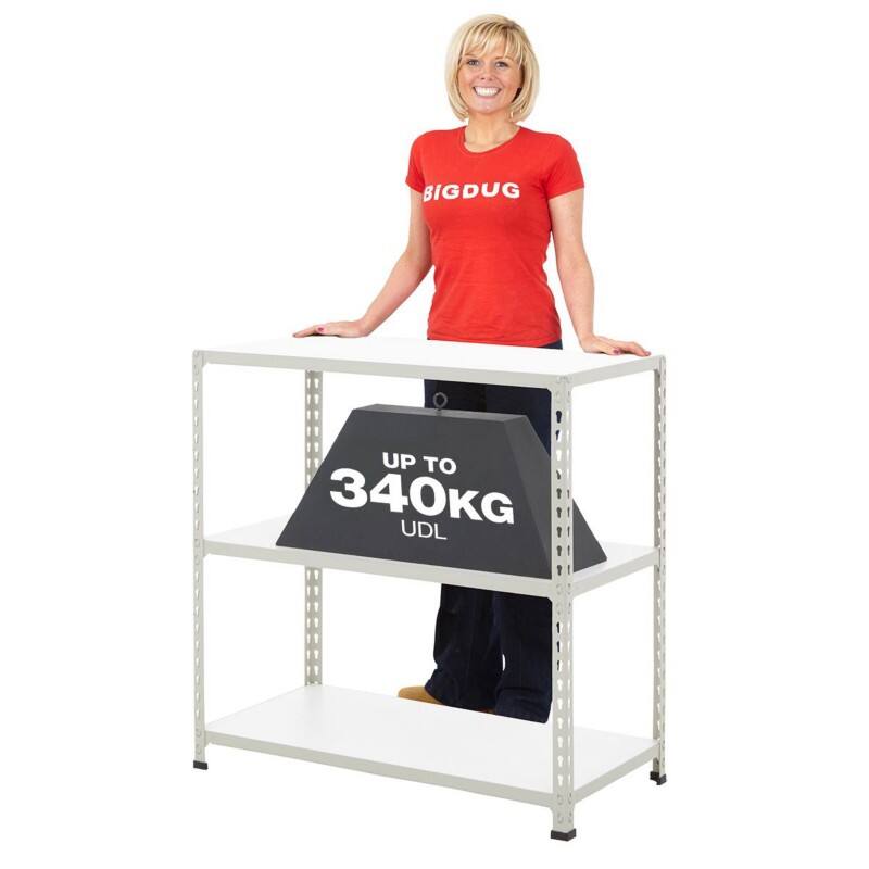 Bigdug Melamine Workbench Big340 with 3 Levels 340 Kg Grey 915 x 915 x 730 mm