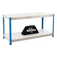 Bigdug Melamine Workbench Big400 with 2 Levels 400 Kg Blue, Galvanised Steel 915 x 1525 x 610 mm