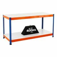 Bigdug Melamine Workbench Big400 with 2 Levels 400 Kg Blue, Orange 915 x 1525 x 610 mm