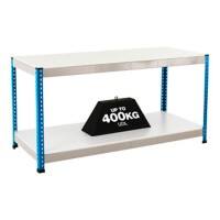 Bigdug Melamine Workbench with 2 Levels Big400 400 Kg Blue, Grey 915 x 1830 x 1220 mm
