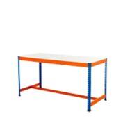 Bigdug Steel T-Bar Melamine Workbench Big400 with 1 Level 400 Kg Blue, Orange 915 x 1220 x 610 mm