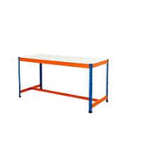 Bigdug Steel T-Bar Melamine Workbench Big400 with 1 Level 400 Kg Blue, Orange 915 x 1220 x 760