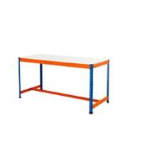 Bigdug Steel T-Bar Melamine Workbench Big400 with 1 Level 400 Kg Blue, Orange 915 x 1525 x 610 mm