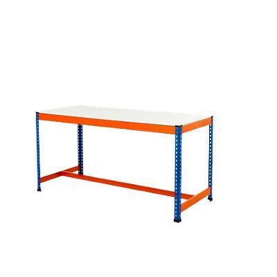 Bigdug Steel T-Bar Melamine Workbench Big400 with 1 Level 400 Kg Blue, Orange 915 x 1830 x 915 mm