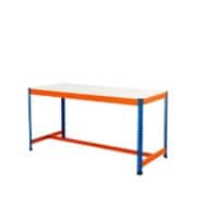 Bigdug Steel T-Bar Melamine Workbench Big400 with 1 Level 400 Kg Blue, Orange 915 x 1830 x 915 mm