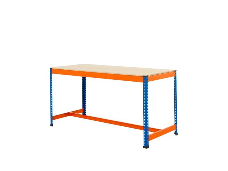 Bigdug Steel T-Bar Workbench Big400 with 1 Level 400 Kg Blue, Orange 915 x 1220 x 610 mm