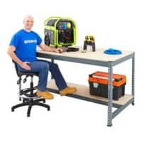 Bigdug Workbench With Half Depth and 1 Lower Shelf Big400 Steel, Chipboard 915 x 1220 x 760 mm