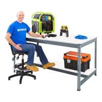 Bigdug Laminated Workbench with Half Depth and 1 Lower Shelf Big400 Steel, Melamine 915 x 1525 x 760 mm