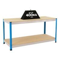 Bigdug Steel Workbench Big400 with 2 Levels 400 Kg Blue, Grey 915 x 1525 x 760 mm