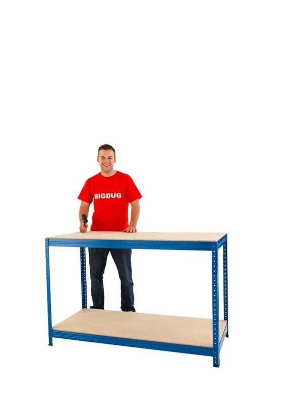 Bigdug Industrial Workbench Chipboard Blue 900 x 1400 x 600 mm