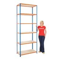 BiGDUG Shelving Unit 6 Shelves Chipboard, Steel 915 x 610 x 2,440 mm Blue, Orange