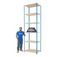 BiGDUG Shelving Unit with 6 Levels Chipboard, Steel 3050 x 1220 x 610 mm Blue, Grey